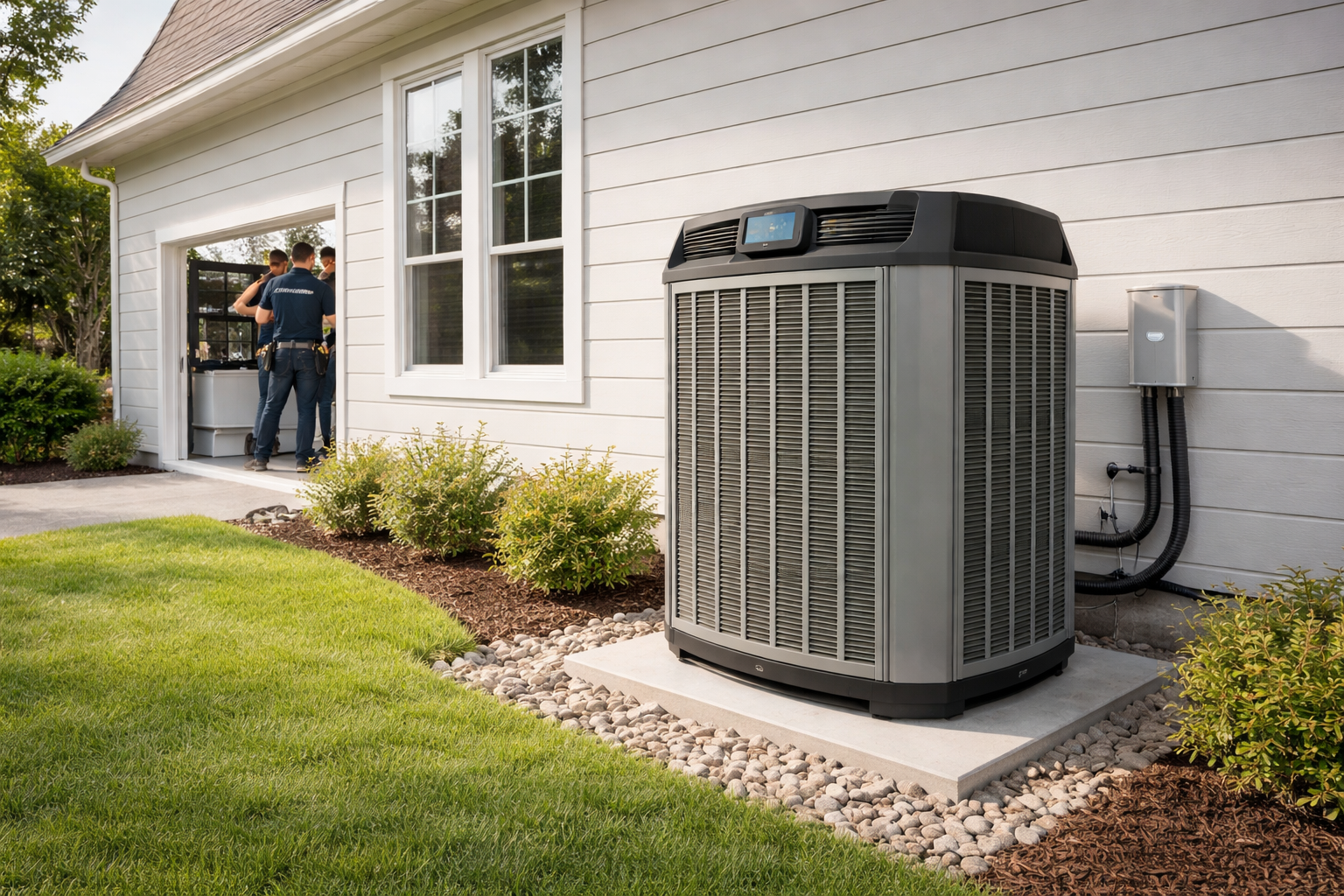 High-efficiency residential heat pump installation